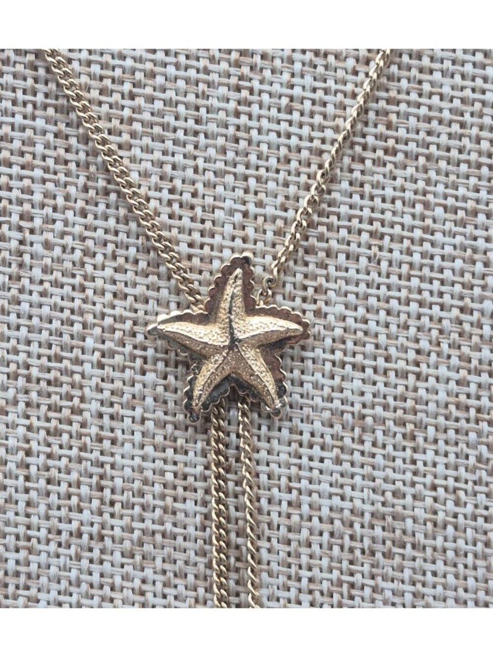 Vintage 80's Avon Starfish Sea Star Lariat Chain Necklace Gold Tone 28" Beach